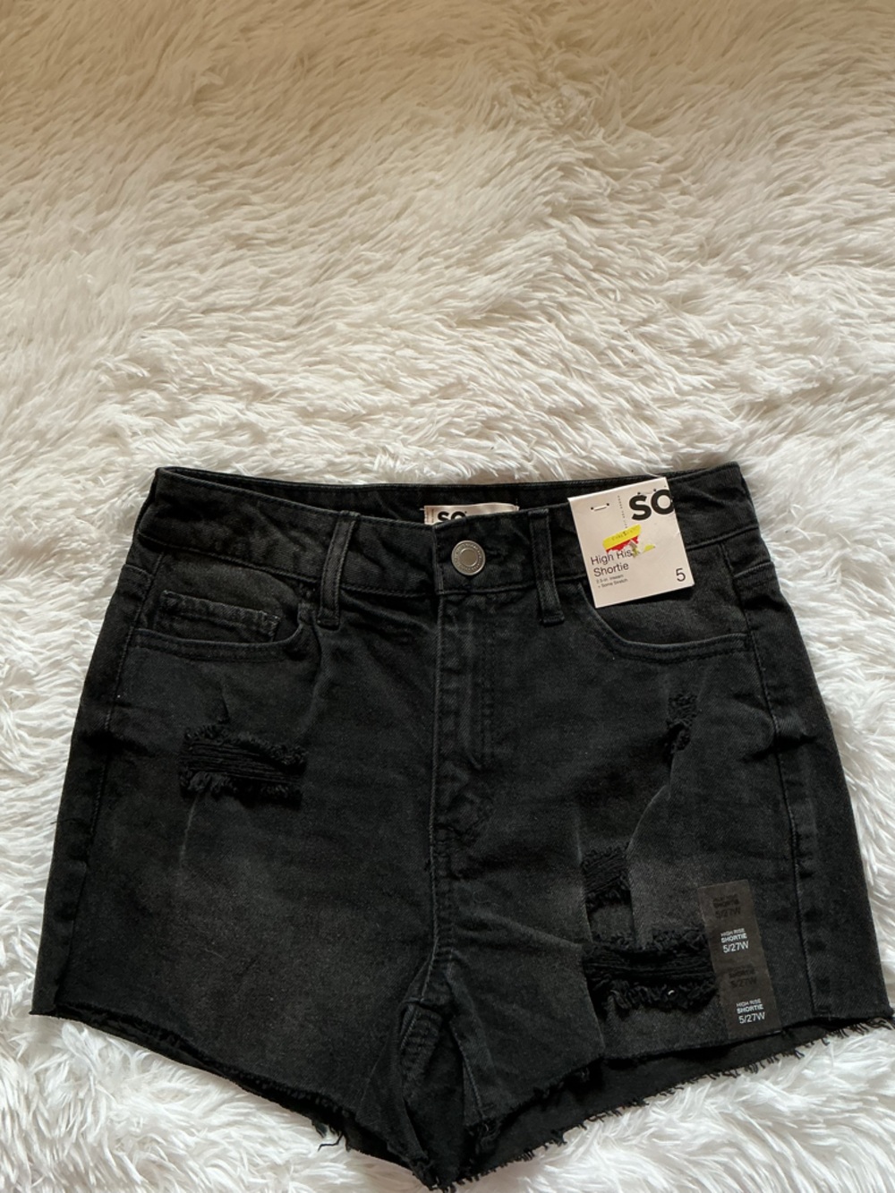 SO Black High-Waist Distressed Women’s Denim Shorts